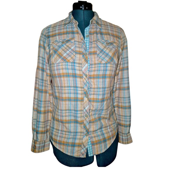 Women’s Marmot Peachy Color Mixed Media Long Sleeve Button-Up Shirt Size-M/M - Picture 1 of 6